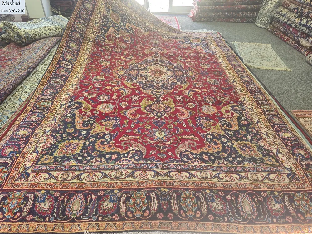 Hand Knotted Antique Mashad Persian Carpet
