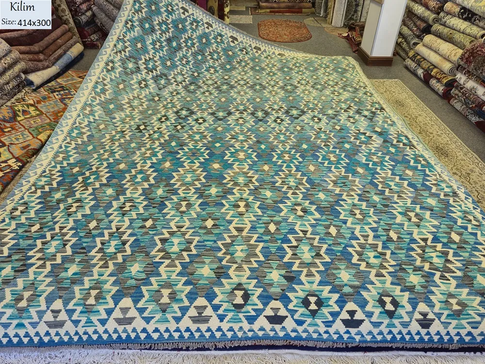 afghan kilim chobi size 414x300 cm natural wool vegetable dye hand woven 1