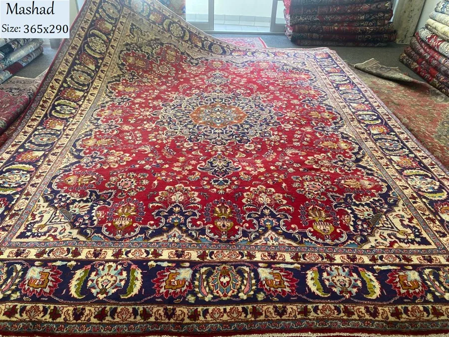 antique persian mashad carpet size 365x290 cmhand knotted by natural wool r16000 valuation certificate 1