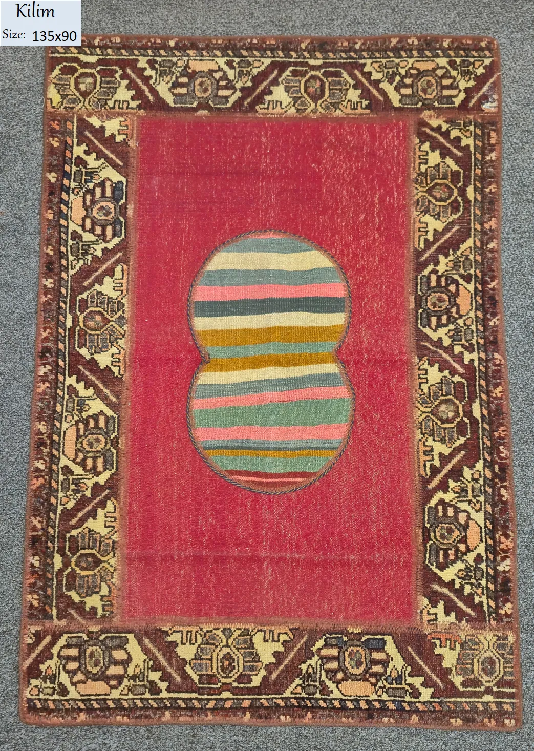 iranian patchwork kilim size 135x90 cm natural wool dye flat hand woven 1