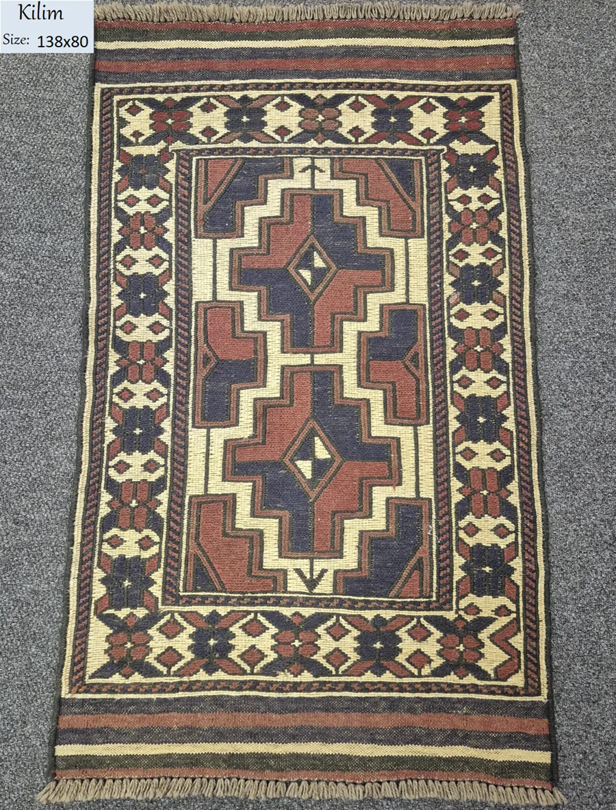 kilim barjaste size 138x80 cm natural wool vegetable dye flat hand woven 1