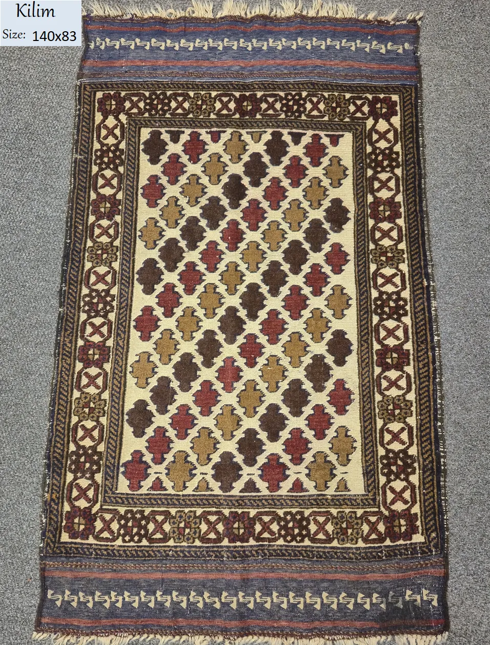 kilim barjaste size 140x83 cm natural wool vegetable dye flat hand woven 1