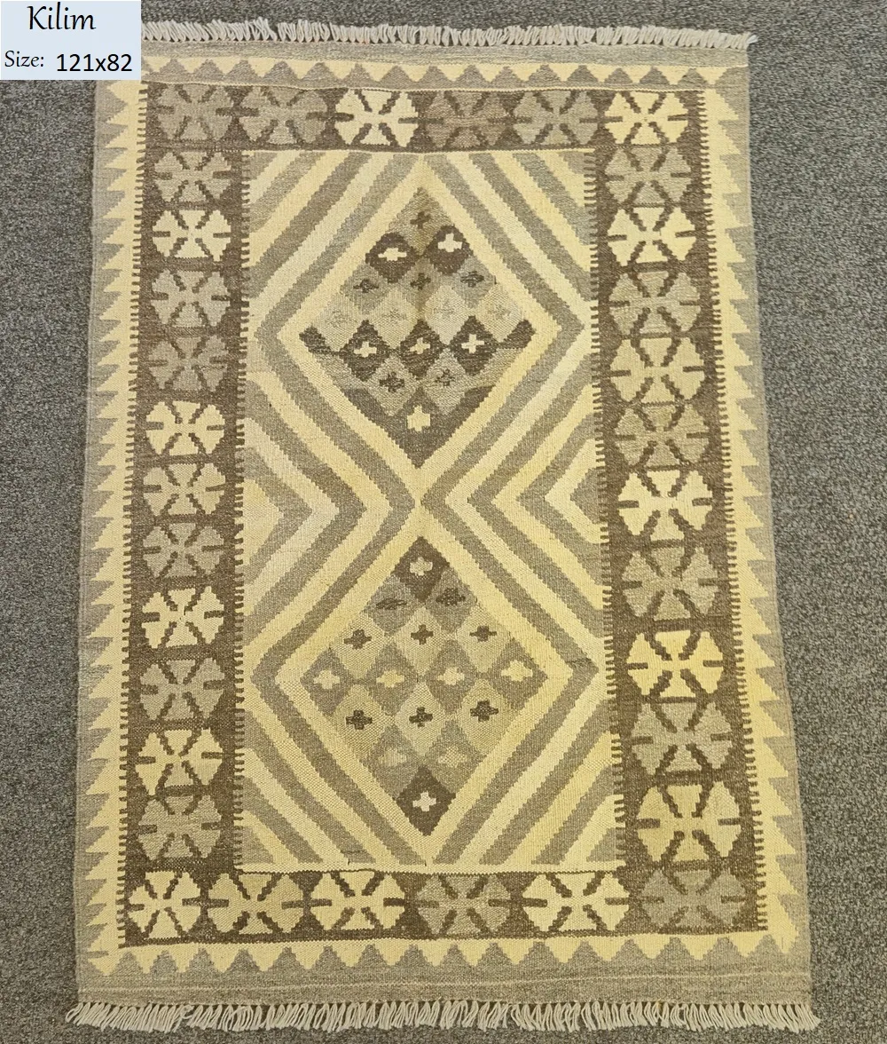 kilim khaki size 121x82 cm natural wool and dye flat hand woven 1