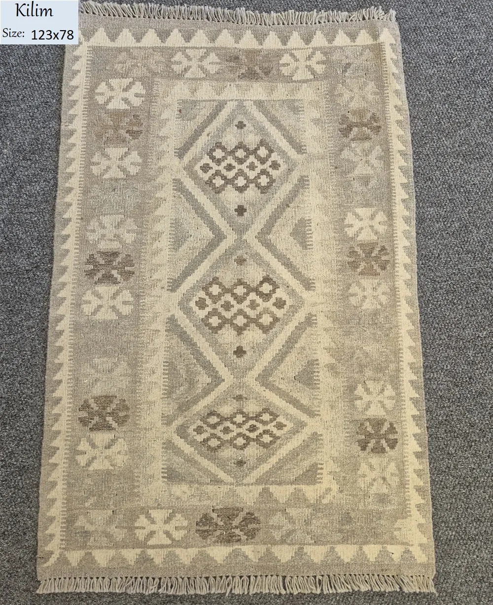kilim khaki size 123×78 cm natural wool and dye flat hand woven 1