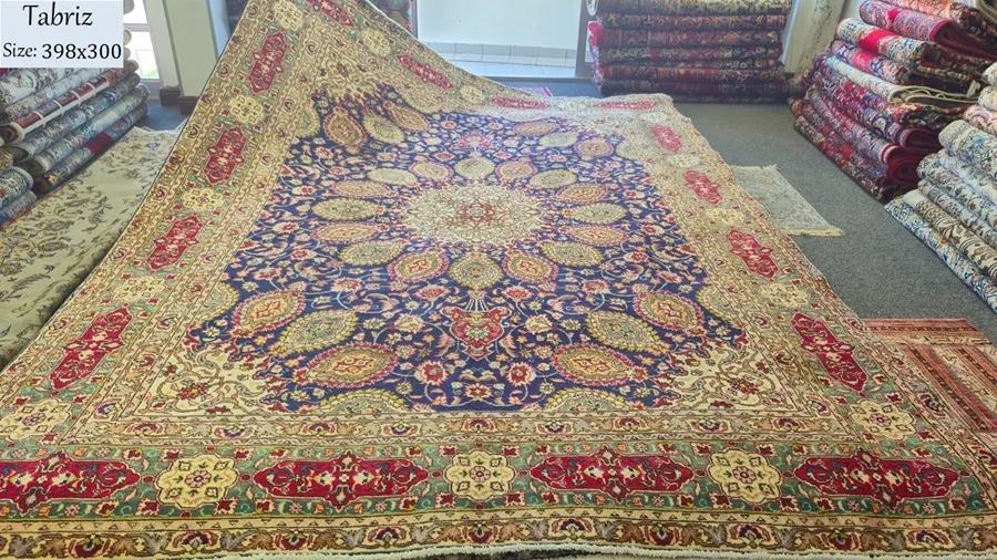 navy vintage tabriz rug size 398x300 cm hand knotted wool quality r18 0000 valuation 1