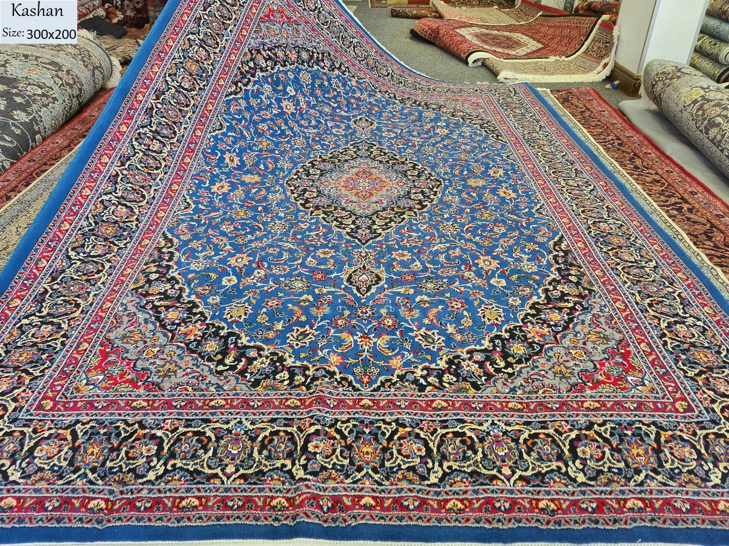 persian machine made blue kashan 1