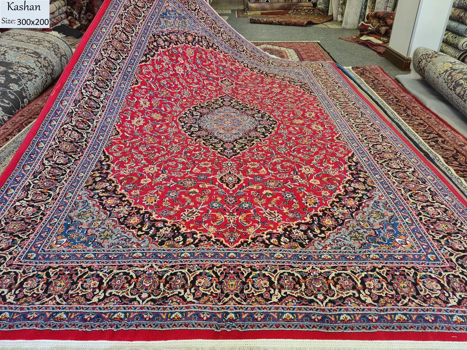 persian machine made red kashan 1