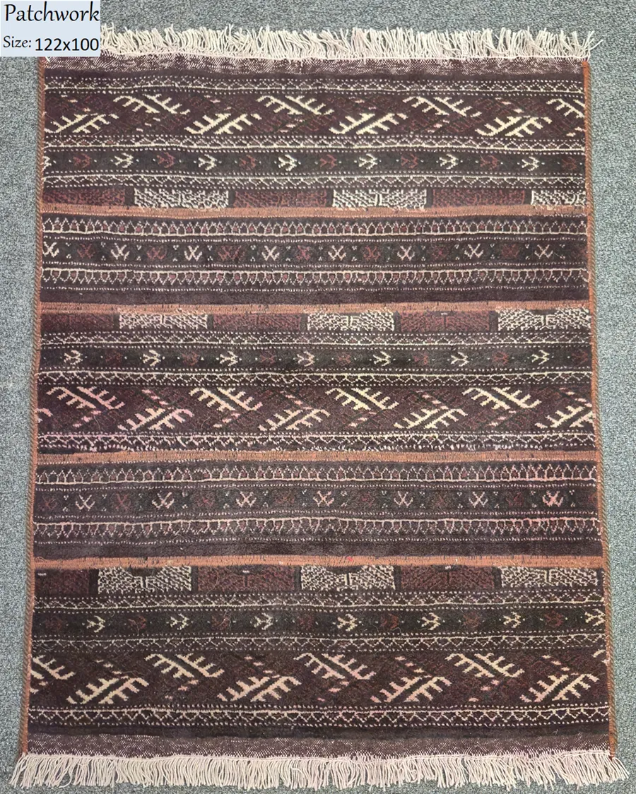 persian patchwork rug size 122x100 cm vintage handknotted natural wool orginal dye 1