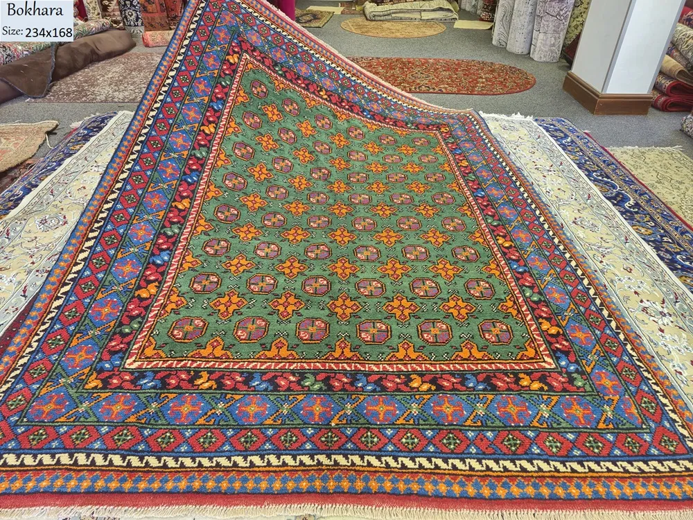 Hand knotted Bokhara rug