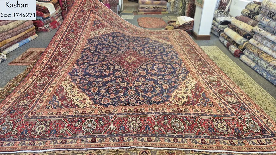 navy kashan rug