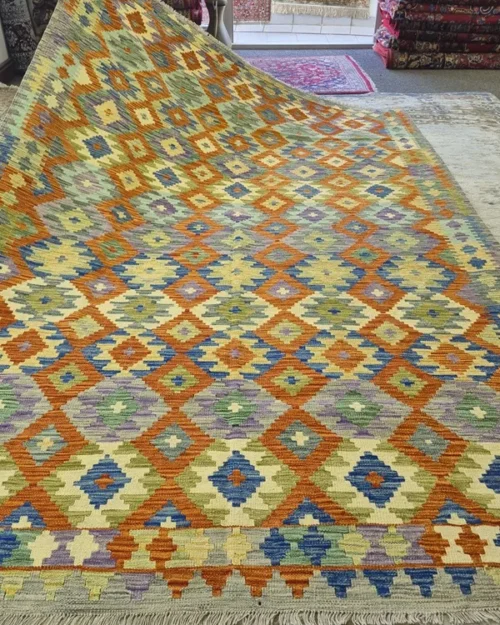 Hand-Woven Geometric Kilim